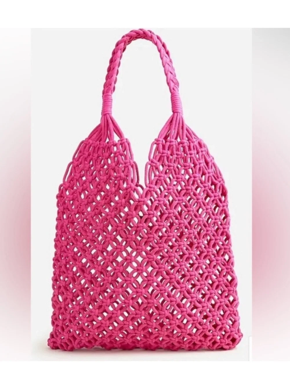 NEW NWT J Crew Hand-Knotted
Fuschia Pink Large Tote Bag - Picture 1 of 5